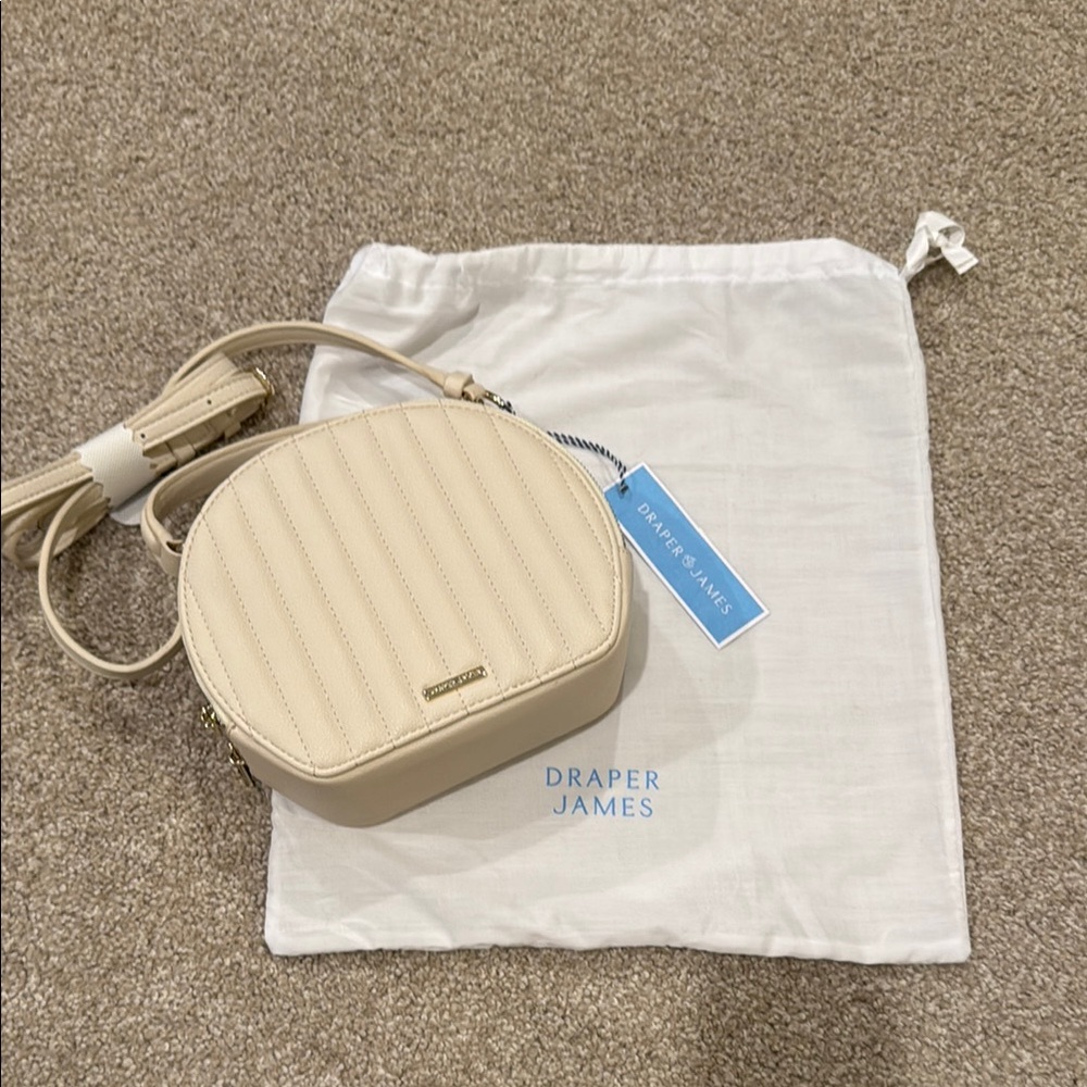 Draper James Bone Quilted Beige Crossbody Bag